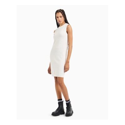 A X Armani Exchange para mulher. 8NYA9AYMH6Z1130 Vestido de malha branco (L), Casual, Viscoso, Sem mangas / correias A X Armani Exchange para mulher. 8NYA9AYMH6Z1130 Vestido de malha branco (L), Casual, Viscoso, Sem mangas / correias