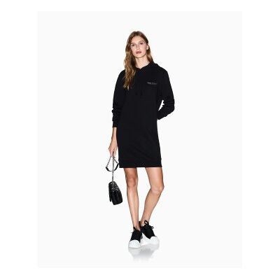 A X Armani Exchange para mulher. XW001453AF10830MC021 Vestido de camisola preto (S), Casual, Algodão, Manga comprida A X Armani Exchange para mulher. XW001453AF10830MC021 Vestido de camisola preto (S), Casual, Algodão, Manga comprida