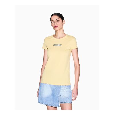A X Armani Exchange para mulher. XW002327AF10358U2149 T-shirt de malha amarela (S), Casual, Amarelo, Algodão, Manga curta A X Armani Exchange para mulher. XW002327AF10358U2149 T-shirt de malha amarela (S), Casual, Amarelo, Algodão, Manga curta