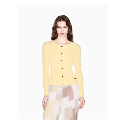 A X Armani Exchange para mulher. XW001899AF10352U2149 Cardigã Frente amarela (M), Casual, Amarelo, Clássico, Viscoso A X Armani Exchange para mulher. XW001899AF10352U2149 Cardigã Frente amarela (M), Casual, Amarelo, Clássico, Viscoso