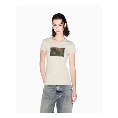 A X Armani Exchange para mulher. 8NYTDLYJ73ZU6275 Camiseta Party bege (M), Casual, Algodão, Manga curta A X Armani Exchange para mulher. 8NYTDLYJ73ZU6275 Camiseta Party bege (M), Casual, Algodão, Manga curta