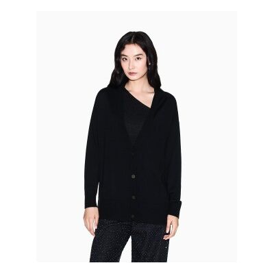 A X Armani Exchange para mulher. XW001879AF11956UC001 Casaco de malha descontraído preto (M), Casual, Lã A X Armani Exchange para mulher. XW001879AF11956UC001 Casaco de malha descontraído preto (M), Casual, Lã