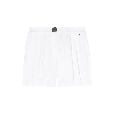 A X Armani Exchange para mulher. XW001983AF21530U0002 Calções de cintura alta brancos (M), Casual, Linho A X Armani Exchange para mulher. XW001983AF21530U0002 Calções de cintura alta brancos (M), Casual, Linho