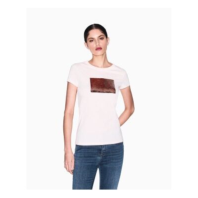 A X Armani Exchange para mulher. 8NYTDLYJ73ZU4104 T-shirt Casual Premium cor-de-rosa (M), Algodão, Manga curta A X Armani Exchange para mulher. 8NYTDLYJ73ZU4104 T-shirt Casual Premium cor-de-rosa (M), Algodão, Manga curta
