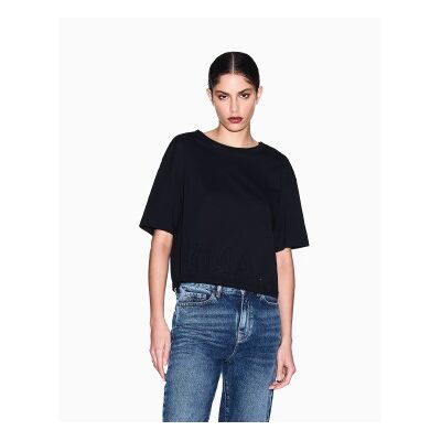 A X Armani Exchange para mulher. XW001709AF17172UC001 T-shirt manga comprida preta (M), Preto, Casual, Algodão, Sem mangas / correias A X Armani Exchange para mulher. XW001709AF17172UC001 T-shirt manga comprida preta (M), Preto, Casual, Algodão, Sem mangas / correias