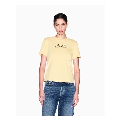 A X Armani Exchange para mulher. XW002324AF10356U2149 Camiseta de corte regular em jersey de algodão clássico amarelo (XL), Casual, Manga cu A X Armani Exchange para mulher. XW002324AF10356U2149 Camiseta de corte regular em jersey de algodão clássico amarelo (XL), Casual, Manga cu