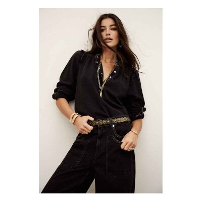 BA&SH; para mulher. 1H25MIO Camisa Mio preta (34), Preto, Casual, Algodão, Manga comprida BA&SH; para mulher. 1H25MIO Camisa Mio preta (34), Preto, Casual, Algodão, Manga comprida