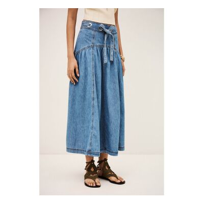 BA&SH; para mulher. 1E26LONI Saia Lonia em ganga azul (36), Casual, Algodão, Denim BA&SH; para mulher. 1E26LONI Saia Lonia em ganga azul (36), Casual, Algodão, Denim