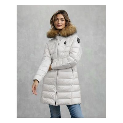 Blauer para mulher. 25WBLDK03103 Casaco de pele comprido Kristin branco (M), Casual, Poliamida Blauer para mulher. 25WBLDK03103 Casaco de pele comprido Kristin branco (M), Casual, Poliamida