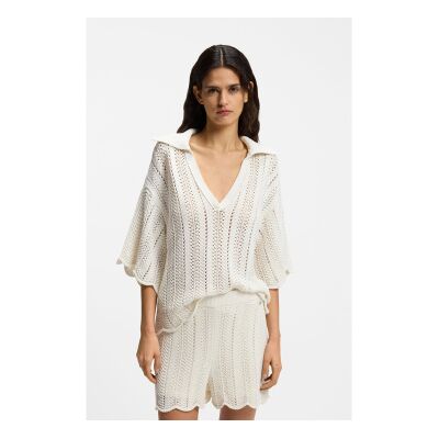 BOSS para mulher. 50559808 Blusa bege Fordeaux (S), Casual, Modal, Manga curta BOSS para mulher. 50559808 Blusa bege Fordeaux (S), Casual, Modal, Manga curta