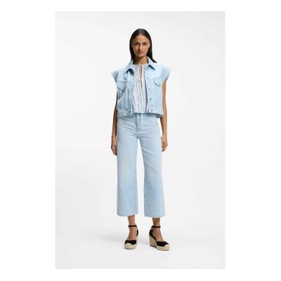BOSS para mulher. 50561036 Colete de ajuste regular em ganga azul (L), Casual, Algodão, Denim, Sem mangas / correias BOSS para mulher. 50561036 Colete de ajuste regular em ganga azul (L), Casual, Algodão, Denim, Sem mangas / correias