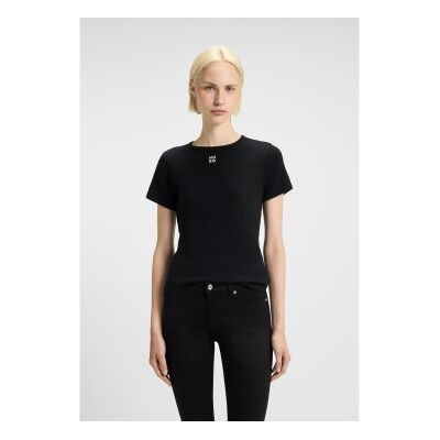 HUGO para mulher. 50512002 T-shirt Deloris preta (S), Preto, Casual, Algodão, Manga curta HUGO para mulher. 50512002 T-shirt Deloris preta (S), Preto, Casual, Algodão, Manga curta