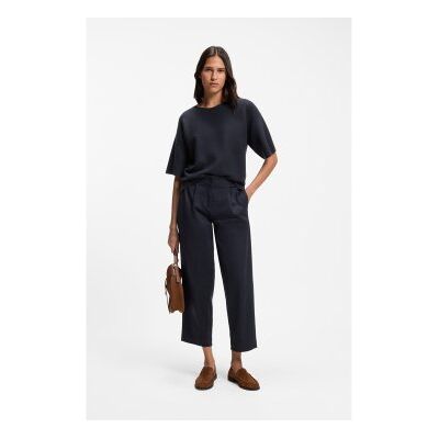 BOSS para mulher. 50556593 Calça chino loose fit em sarja de algodão elástico marinho (42), Casual BOSS para mulher. 50556593 Calça chino loose fit em sarja de algodão elástico marinho (42), Casual