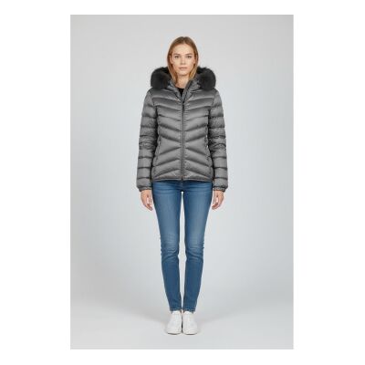 Colmar para mulher. 2219E Casaco de pele sintética acolchoada cinzenta com pele sintética cinzenta (48), Casual, Cinza, Polister Reciclado Colmar para mulher. 2219E Casaco de pele sintética acolchoada cinzenta com pele sintética cinzenta (48), Casual, Cinza, Polister Reciclado