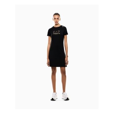 EA7 para mulher. 7W000478_AF12500 Vestido Alie preto (S), Casual, Viscoso, Manga curta EA7 para mulher. 7W000478_AF12500 Vestido Alie preto (S), Casual, Viscoso, Manga curta