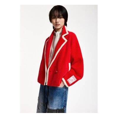 Essentiel Antwerp para mulher. KUGAR Cardigã com debrum em contraste vermelho (XS), Casual, Poliamida Essentiel Antwerp para mulher. KUGAR Cardigã com debrum em contraste vermelho (XS), Casual, Poliamida