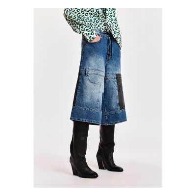 Essentiel Antwerp para mulher. KEA Jeans patchwork de dois painéis azul (25), Casual, Algodão, Denim Essentiel Antwerp para mulher. KEA Jeans patchwork de dois painéis azul (25), Casual, Algodão, Denim