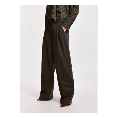 Essentiel Antwerp para mulher. KRISP Calça de perna larga em dois tecidos caqui, preto (34), Casual, Verde, Poliamida Essentiel Antwerp para mulher. KRISP Calça de perna larga em dois tecidos caqui, preto (34), Casual, Verde, Poliamida