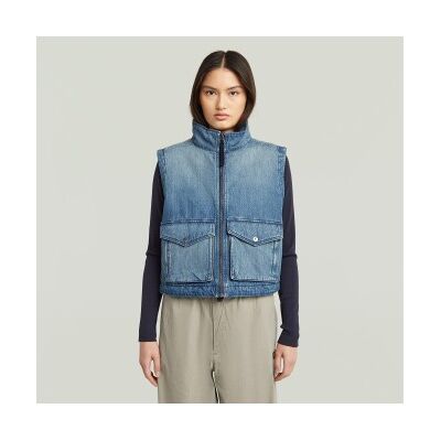 G-Star para mulher. D26944-E090-G924 Colete acolchoado com fecho de correr azul (XXS), Casual, Algodão G-Star para mulher. D26944-E090-G924 Colete acolchoado com fecho de correr azul (XXS), Casual, Algodão