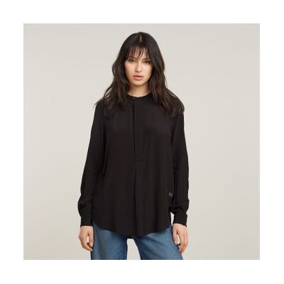 G-Star para mulher. D24441-D724-6484 Blusa com meia carcela preta (XXS), Preto, Casual, Viscoso, Manga comprida G-Star para mulher. D24441-D724-6484 Blusa com meia carcela preta (XXS), Preto, Casual, Viscoso, Manga comprida