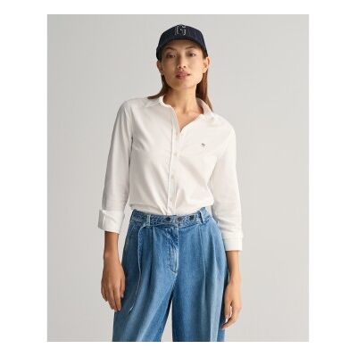 Gant para mulher. 4300141 Camisa Oxford Slim Fit Stretch branca (40), Branco, Algodão, Manga comprida Gant para mulher. 4300141 Camisa Oxford Slim Fit Stretch branca (40), Branco, Algodão, Manga comprida