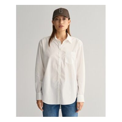 Gant para mulher. 4300212 Camisa de popelina branca de corte descontraído (42), Branco, Casual, Algodão, Manga comprida Gant para mulher. 4300212 Camisa de popelina branca de corte descontraído (42), Branco, Casual, Algodão, Manga comprida