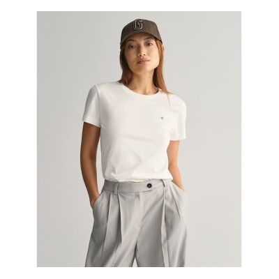 Gant para mulher. 4200200 T-shirt Shield branca (M), Branco, Casual, Algodão, Manga curta Gant para mulher. 4200200 T-shirt Shield branca (M), Branco, Casual, Algodão, Manga curta