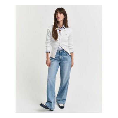 Gant para mulher. 4800103 Casaco de malha ecru off-white (L), Branco, Casual, Algodão Gant para mulher. 4800103 Casaco de malha ecru off-white (L), Branco, Casual, Algodão