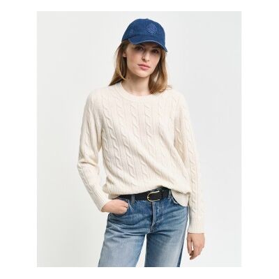 Gant para mulher. 4805315 Gola redonda Sheeps Wool Eights Pullover de malha branco (XL), Casual, Lã Gant para mulher. 4805315 Gola redonda Sheeps Wool Eights Pullover de malha branco (XL), Casual, Lã