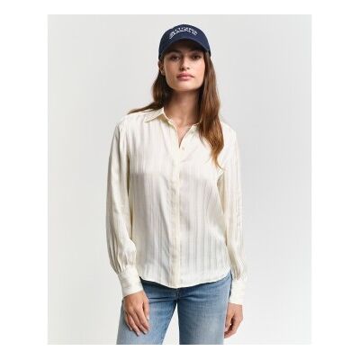 Gant para mulher. 4300425 Camisa de cetim às riscas Regular Fit branco ecru (40), Casual, Viscoso, Manga comprida Gant para mulher. 4300425 Camisa de cetim às riscas Regular Fit branco ecru (40), Casual, Viscoso, Manga comprida