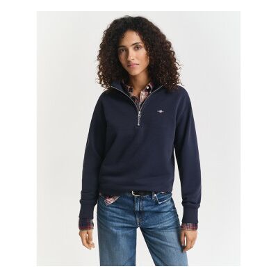 Gant para mulher. 4200561 Moletom Shield com meia cremalheira marinho (S), Casual, Algodão, Manga comprida Gant para mulher. 4200561 Moletom Shield com meia cremalheira marinho (S), Casual, Algodão, Manga comprida