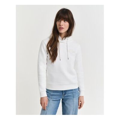 Gant para mulher. 4202587 Camisola com capuz Tonal Shield branca (S), Branco, Casual, Algodão Gant para mulher. 4202587 Camisola com capuz Tonal Shield branca (S), Branco, Casual, Algodão