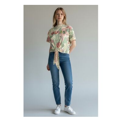 Guess para mulher. W6GI09K3024 T-shirt Script Crop multicolorida (S), Casual, Algodão, Manga curta Guess para mulher. W6GI09K3024 T-shirt Script Crop multicolorida (S), Casual, Algodão, Manga curta