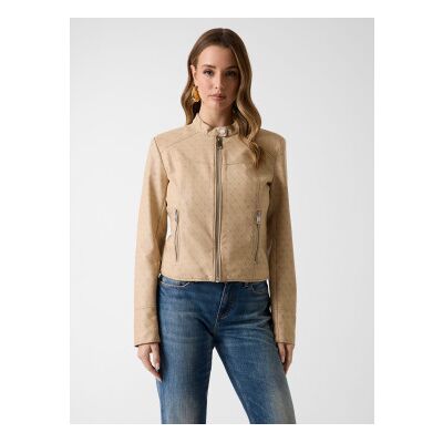 Guess para mulher. W6GL09W1834 Casaco New Anita Logo bege (S), Casual, Poliuretano Guess para mulher. W6GL09W1834 Casaco New Anita Logo bege (S), Casual, Poliuretano