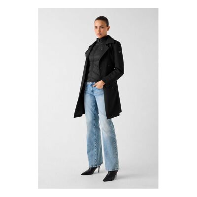 Guess para mulher. W6RL53WL942 Gabardine dois em um preto (XS), Casual, Poliéster Guess para mulher. W6RL53WL942 Gabardine dois em um preto (XS), Casual, Poliéster