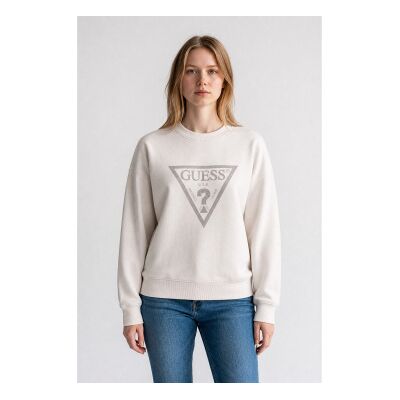 Guess para mulher. W6RQ16KB681 Camisola bege Triange CN Studs (S), Casual, Algodão Guess para mulher. W6RQ16KB681 Camisola bege Triange CN Studs (S), Casual, Algodão