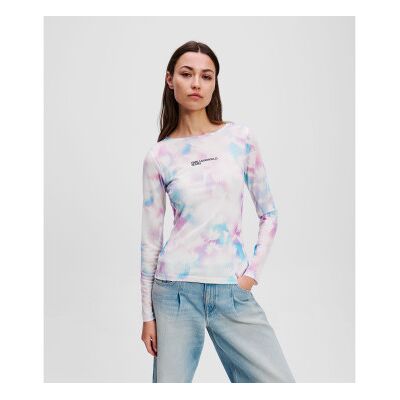 Karl Lagerfeld para mulher. A3W17049 T-shirt Floral branca (XS), Branco, Casual, Poliéster, Manga comprida Karl Lagerfeld para mulher. A3W17049 T-shirt Floral branca (XS), Branco, Casual, Poliéster, Manga comprida