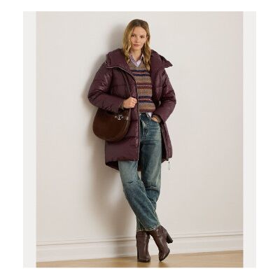 Lauren Ralph Lauren para mulher. 297P04101002 Casaco com capuz acolchoado borgonha com capuz (S), Casual, Poliéster Lauren Ralph Lauren para mulher. 297P04101002 Casaco com capuz acolchoado borgonha com capuz (S), Casual, Poliéster