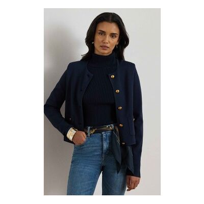 Lauren Ralph Lauren para mulher. 200P03460001 Jaqueta curta de malha marinho (XL), Casual, Clássico, Viscoso Lauren Ralph Lauren para mulher. 200P03460001 Jaqueta curta de malha marinho (XL), Casual, Clássico, Viscoso