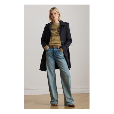 Lauren Ralph Lauren para mulher. 297967121005 Casaco escocês de mistura de algodão marinho (M), Casual Lauren Ralph Lauren para mulher. 297967121005 Casaco escocês de mistura de algodão marinho (M), Casual
