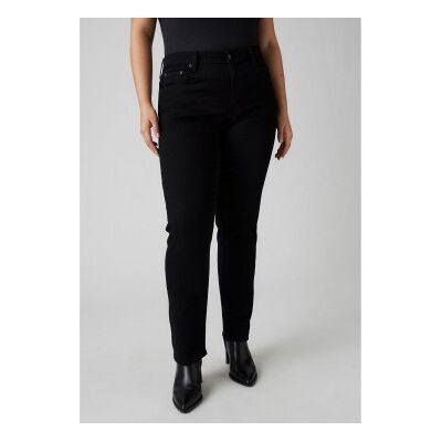 Levis para mulher. 18883-0321 Calças de ganga direitas de cintura subida 724 preto (25/30), Casual, Algodão, Denim Levis para mulher. 18883-0321 Calças de ganga direitas de cintura subida 724 preto (25/30), Casual, Algodão, Denim