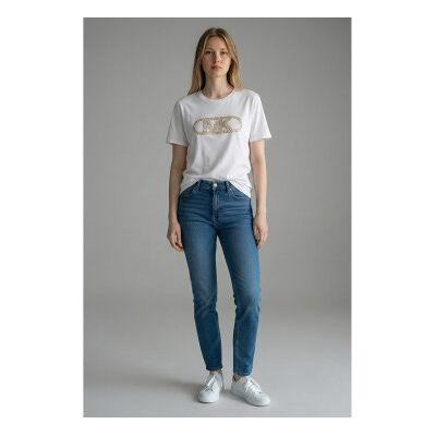 Michael Kors para mulher. MS651SC97J T-shirt com tachas com logótipo branco (XS), Casual, Algodão, Manga curta Michael Kors para mulher. MS651SC97J T-shirt com tachas com logótipo branco (XS), Casual, Algodão, Manga curta