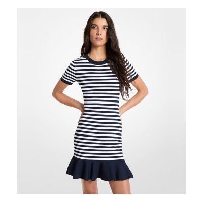 Michael Kors para mulher. MS683CFKVM Vestido com folho azul-marinho (XS), Casual, Viscoso, Manga curta Michael Kors para mulher. MS683CFKVM Vestido com folho azul-marinho (XS), Casual, Viscoso, Manga curta