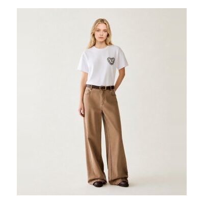 PennyBlack para mulher. 2621136183200 Calça Larga Grammo marrom (38), Casual, Algodão PennyBlack para mulher. 2621136183200 Calça Larga Grammo marrom (38), Casual, Algodão