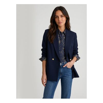PennyBlack para mulher. 2621046032200 Blazer cruzado de cady Bussola marinho (42), Casual, Poliéster PennyBlack para mulher. 2621046032200 Blazer cruzado de cady Bussola marinho (42), Casual, Poliéster