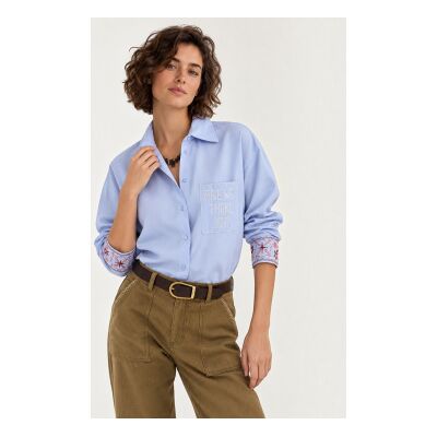 PennyBlack para mulher. 2621116173200 Camisa Canditi azul (40), Casual, Algodão, Manga comprida PennyBlack para mulher. 2621116173200 Camisa Canditi azul (40), Casual, Algodão, Manga comprida