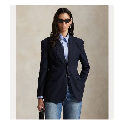 Polo Ralph Lauren para mulher. 211891060004 Blazer de lã elástica azul-marinho (34), Casual, Clássico Polo Ralph Lauren para mulher. 211891060004 Blazer de lã elástica azul-marinho (34), Casual, Clássico