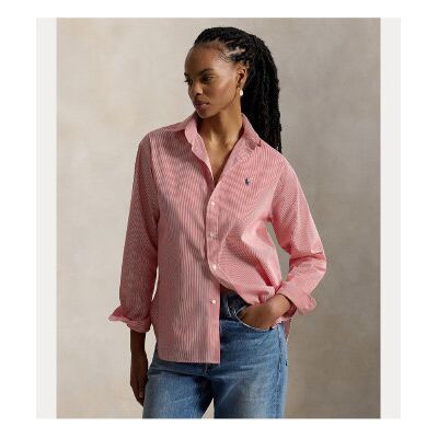 Polo Ralph Lauren para mulher. 211910743500 Camisa de algodão às riscas vermelhas (XS), Vermelho, Casual, Manga comprida Polo Ralph Lauren para mulher. 211910743500 Camisa de algodão às riscas vermelhas (XS), Vermelho, Casual, Manga comprida