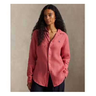 Polo Ralph Lauren para mulher. 211970730505 Camisa de linho de corte clássico vermelha (XS), Casual, Rosa, Manga comprida Polo Ralph Lauren para mulher. 211970730505 Camisa de linho de corte clássico vermelha (XS), Casual, Rosa, Manga comprida