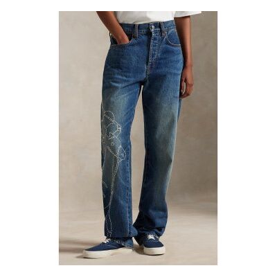 Polo Ralph Lauren para mulher. 211A96664001 Calças de ganga de corte direito com bordados azuis (28/32), Azul, Casual, Algodão, Denim Polo Ralph Lauren para mulher. 211A96664001 Calças de ganga de corte direito com bordados azuis (28/32), Azul, Casual, Algodão, Denim